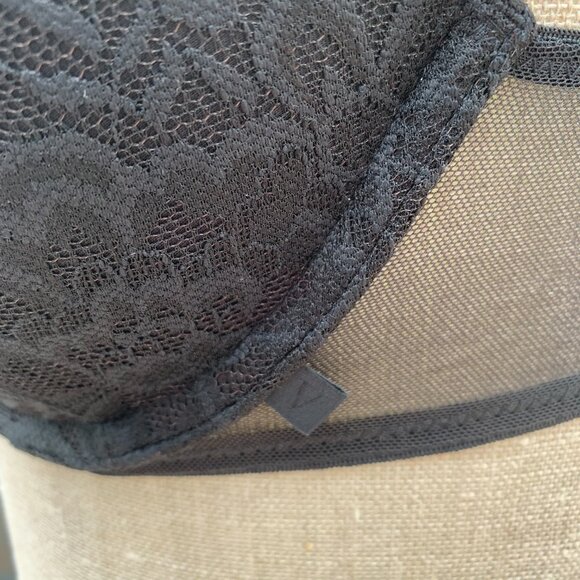Victoria's Secret Bra 32D Black Lace Padded Push Up Underwire Racerback NWT New - Picture 5 of 16